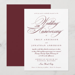 Invitation Calligraphie Bourgogne 40e Anniversaire de Mariage