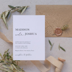 Invitation Calligraphie cardiaque moderne Mariage noir et bla