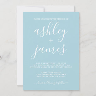 Invitation Calligraphie Chic simple Mariage bleu brillant