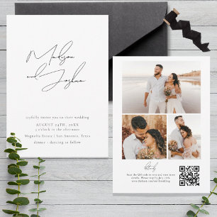 Invitation Calligraphie contemporaine Collage photo Code QR