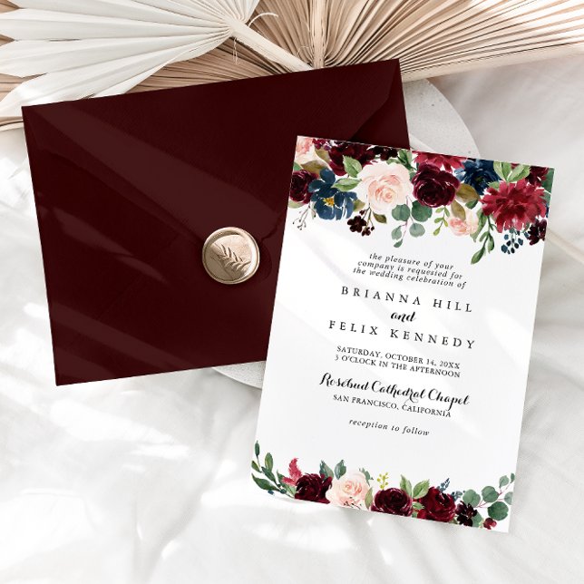 Invitation Calligraphie de Bourgogne rustique Mariage traditi (Créateur téléchargé)