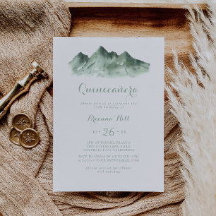 Invitation Calligraphie de la montagne verte Quinceañera