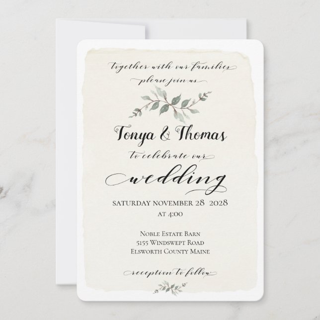 Invitation Calligraphie de l'écriture de police Swash Mariage (Devant)