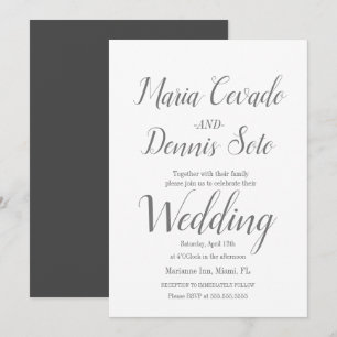 Invitation Calligraphie de mariage simple lettrage gris