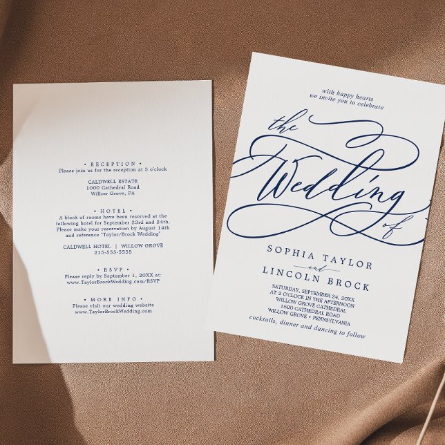 Invitation Calligraphie de marine romantique en un seul Maria (Créateur téléchargé)