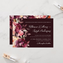 Calligraphie de script Bouquet Floral Bordeaux Mar