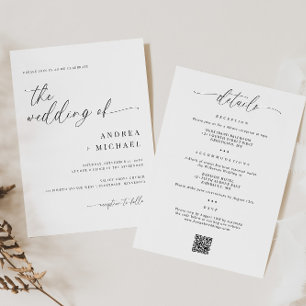Invitation Calligraphie délicate tout en un Mariage moderne