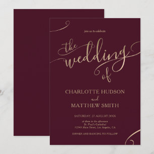 Invitation Calligraphie d'or Bourgogne