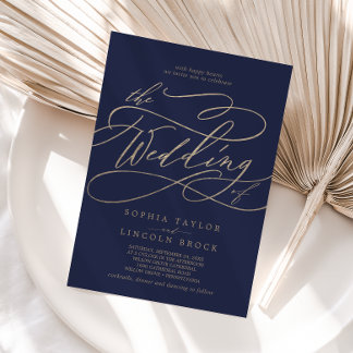 Invitation Calligraphie d'or romantique | Marine Le Mariage d
