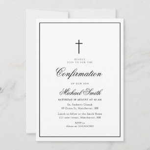 Invitation calligraphie élégante confirmation de cadre noir
