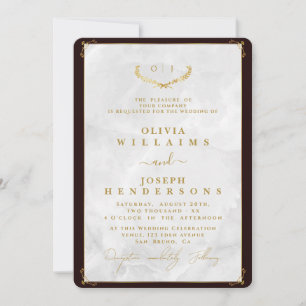 INVITATION CALLIGRAPHIE ÉLÉGANTE ET MARIAGE D'OR EN CHÂSSIS D