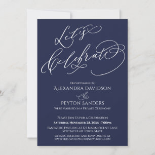 Invitation Calligraphie Élégante Fêtons le Bleu Marine