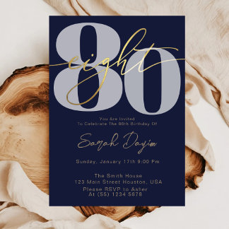 Invitation Calligraphie Élégante Moderne QUATRE-VINGTS 80e An