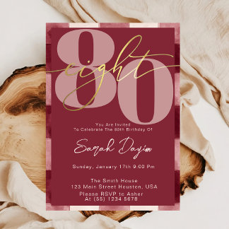 Invitation Calligraphie Élégante Moderne QUATRE-VINGTS 80e An