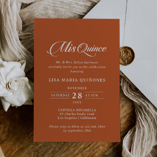 Invitation Calligraphie en terre cuite Mis Quince Quinceañera