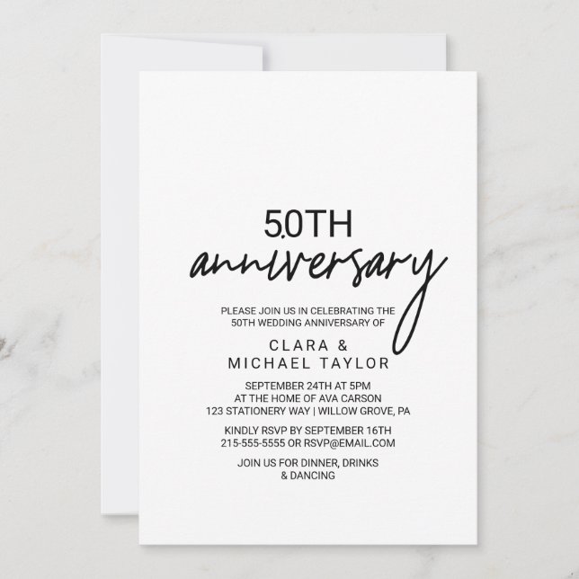 Invitation Calligraphie fantaisiste d'anniversaire (Devant)