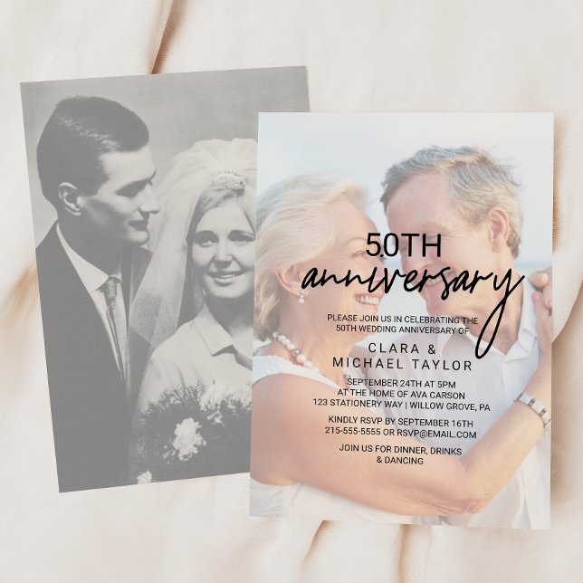 Invitation Calligraphie fantaisiste | Noces photo délavée (Créateur téléchargé)