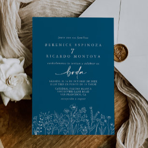 Invitation Calligraphie Fleur sauvage espagnol Mariage espagn
