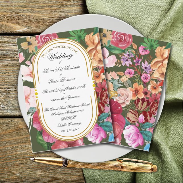 Invitation Calligraphie Florale Art Nouveau (Créateur téléchargé)