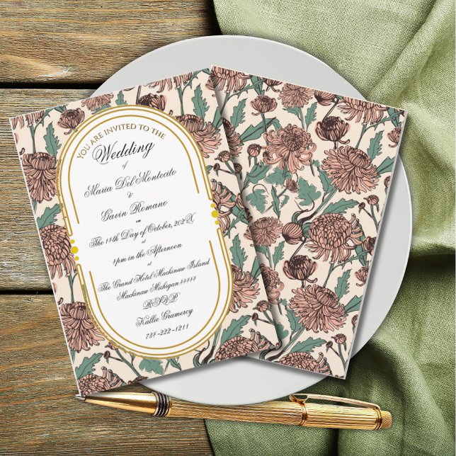 Invitation Calligraphie Florale Art Nouveau (Créateur téléchargé)