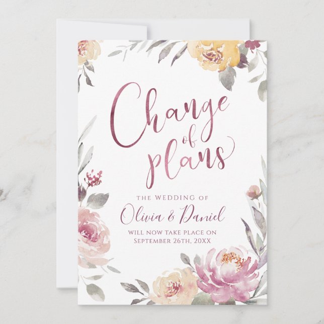 Invitation Calligraphie florale du jardin romantique changeme (Devant)