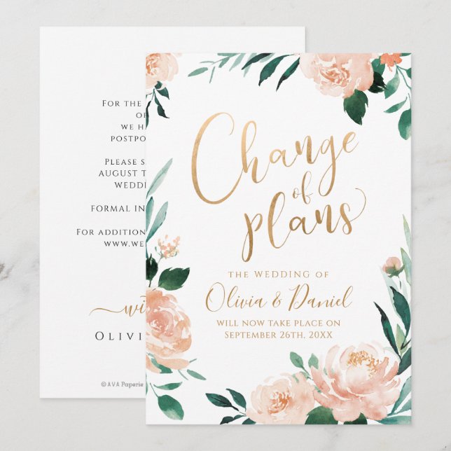 Invitation Calligraphie florale du jardin romantique changeme (Devant / Derrière)