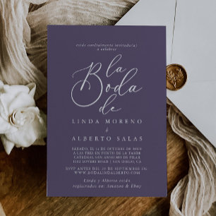 Invitation Calligraphie Formelle Purple La Boda de Mariage