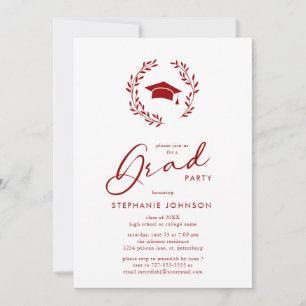 Invitation Calligraphie Grad Casquette Crimson Graduation Par