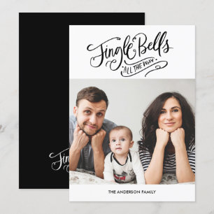Invitation Calligraphie Jingle Bells Christmas Photo Card