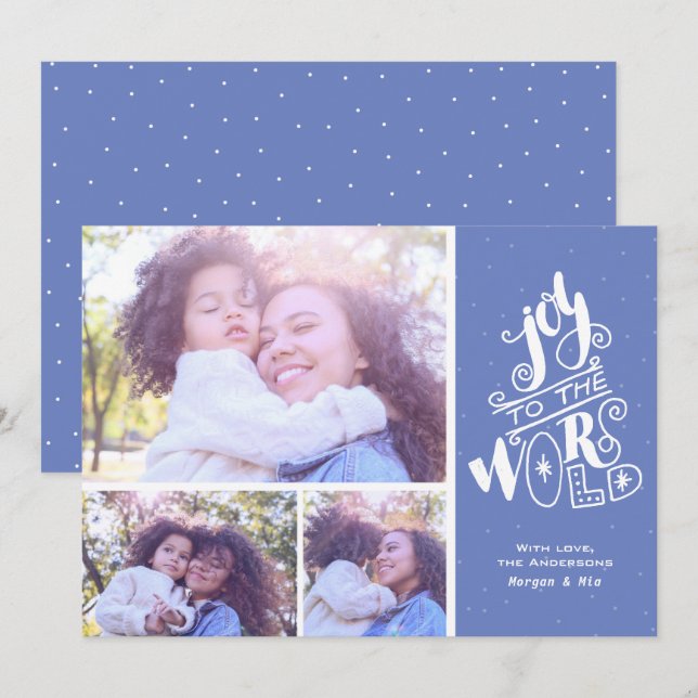Invitation Calligraphie Joy to the World Photo Christmas Card (Devant / Derrière)
