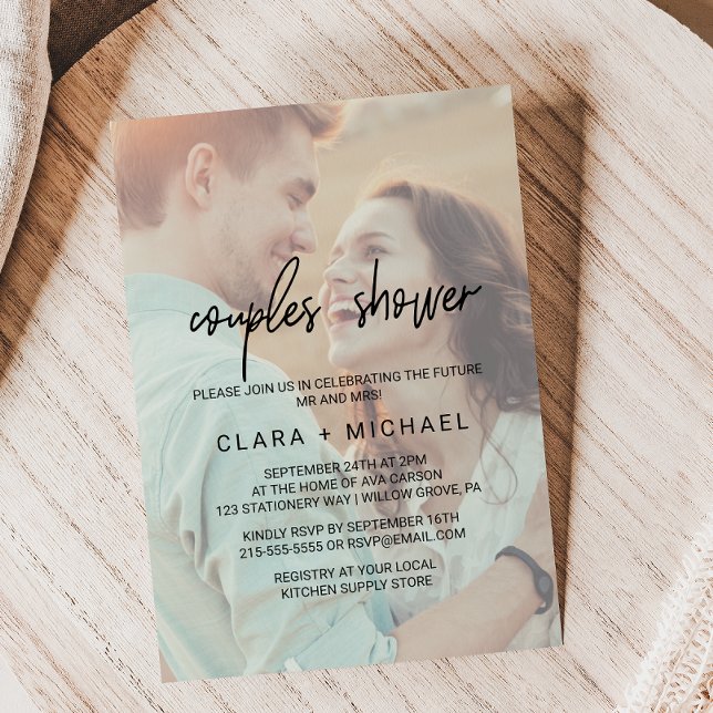 Invitation Calligraphie lunaire | Douche Couples photo défraî (Créateur téléchargé)