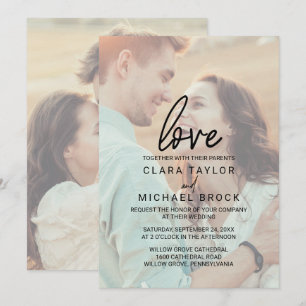 Invitation Calligraphie lunaire   Faded Photo Love Mariage