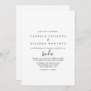 Invitation Calligraphie Mariage espagnol noir et blanc