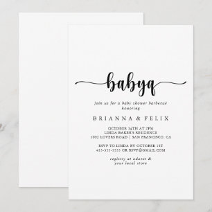 Invitation Calligraphie minimaliste BabyQ Baby shower Barbecu
