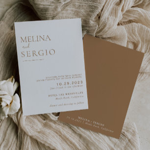 Invitation Calligraphie minimaliste Brown Mariage officiel
