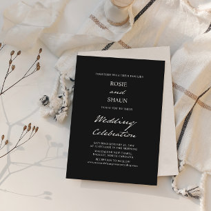 Invitation Calligraphie minimaliste de stylo Mariage noir