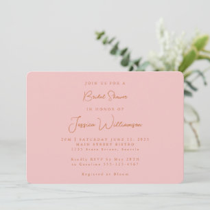 Invitation Calligraphie minimaliste Fête des mariées rose
