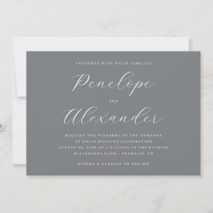 Invitation Calligraphie minimaliste grise sophistiquée