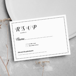 Invitation Calligraphie minimaliste noir et blanc RSVP