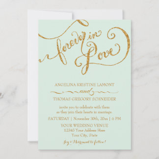 Invitation Calligraphie Mint Script Forever Love Parties scin