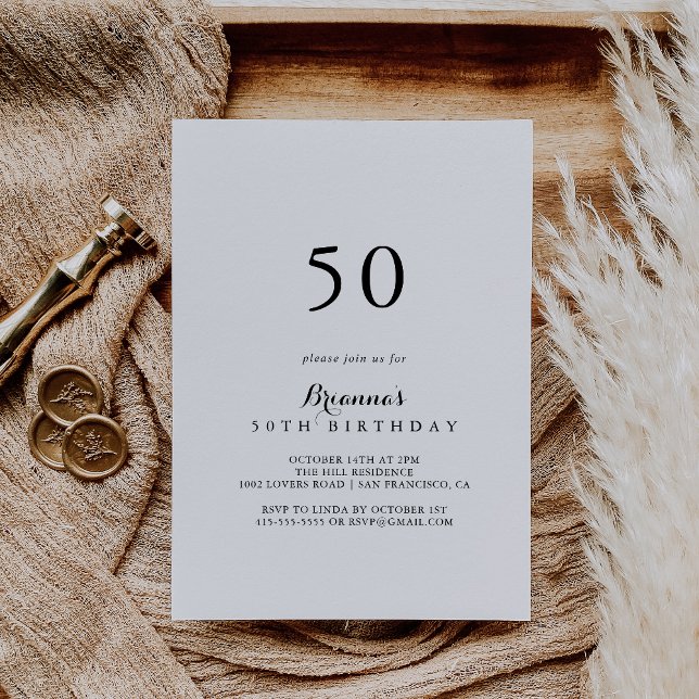 Invitation Calligraphie moderne 50e fête d'anniversaire (Créateur téléchargé)