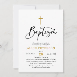 Invitation Calligraphie moderne Baptême Célébration Invitatio