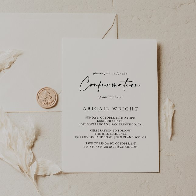 Invitation Calligraphie Moderne Elégant Confirmation (Créateur téléchargé)