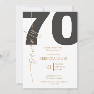 Invitation Calligraphie Moderne Élégante 70e Anniversaire Adu