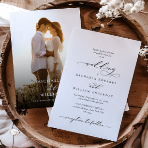 Invitation Calligraphie Moderne Élégante Mariage 2 Photos