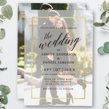 Calligraphie moderne Gold Frame Photo Mariage