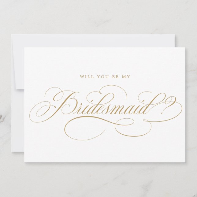 Invitation Calligraphie moderne Gold Seras-Tu Ma Femme (Devant)