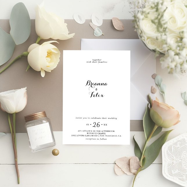 Invitation Calligraphie moderne Mariage de couronne (Créateur téléchargé)