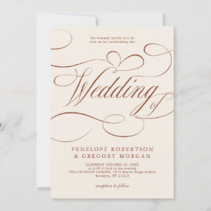 Invitation Calligraphie moderne Mariage en terre cuite intemp