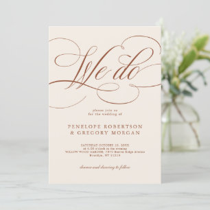 Invitation Calligraphie moderne Mariage en terre cuite intemp